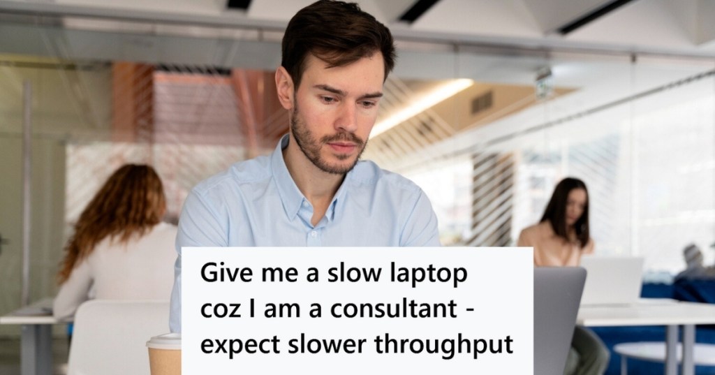 Man working using laptop
