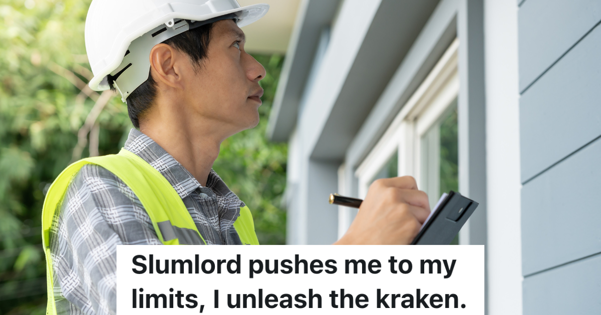 man wearing a hardhat and holding a clipboard looks at exterior of house