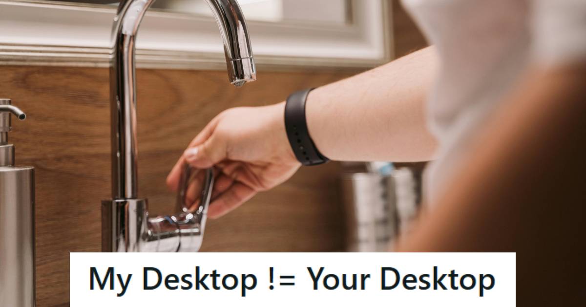 Man turning on the water in his kitchen sink to prove a point