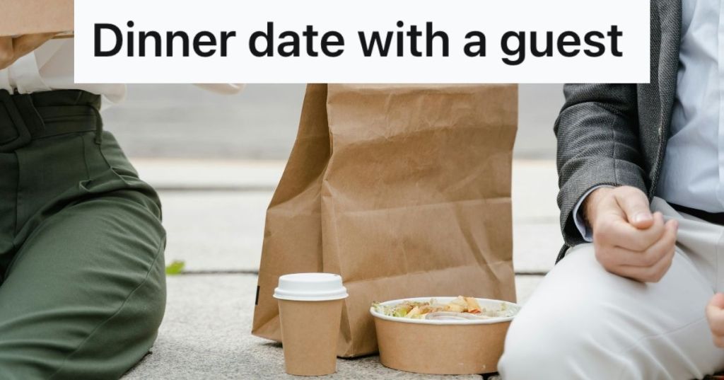 Two people eating takeaway food
