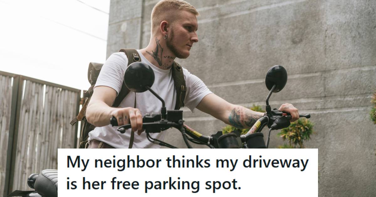 Man trying to back out of his small driveway, but he's blocked in by his neighbor