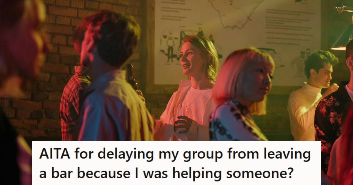 Group of women having fun at a bar with people they don't know
