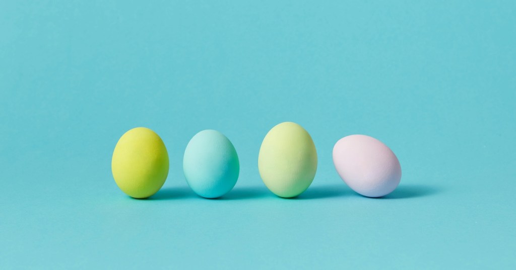 Eggs painted in pastel colors