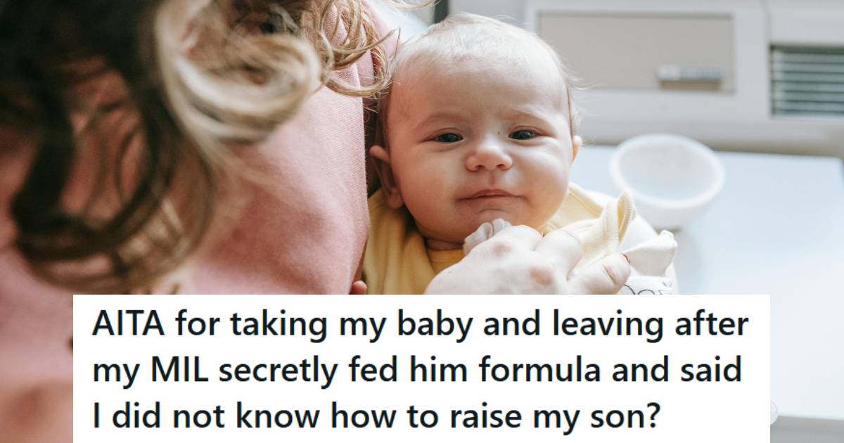 Mother holding her three month old son on her lap after feeding him