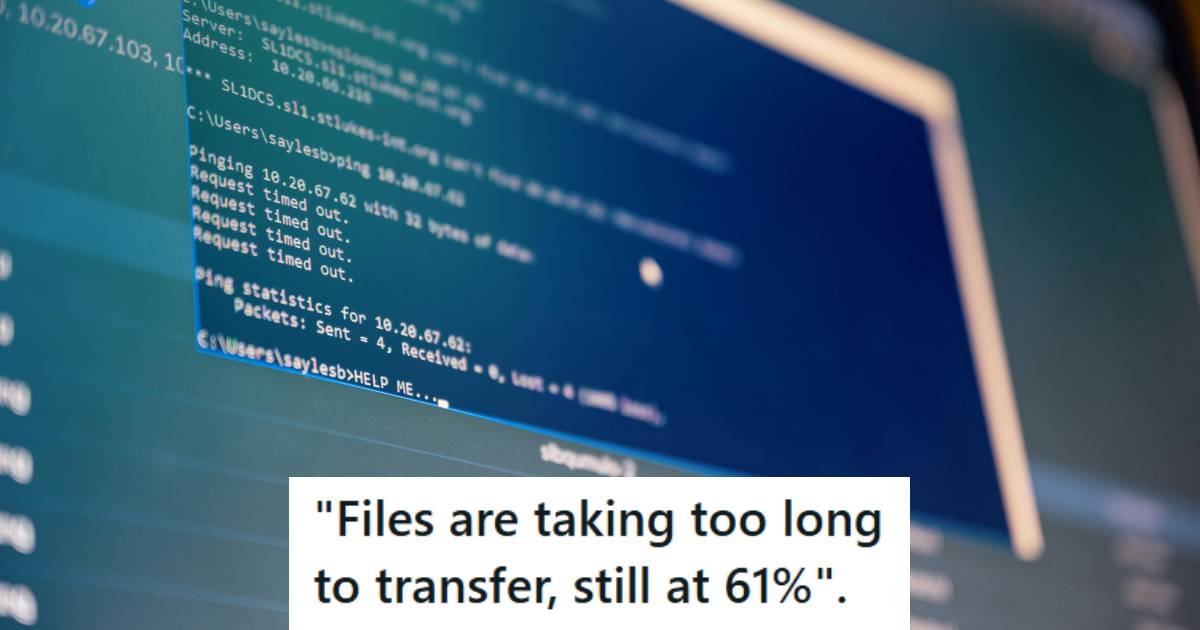 Screen with coding written on it because files are being downloaded