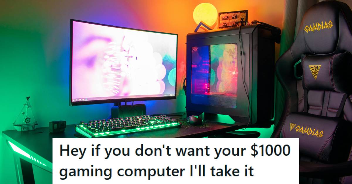 Gaming computer outfitted with LED lights on a nice desk