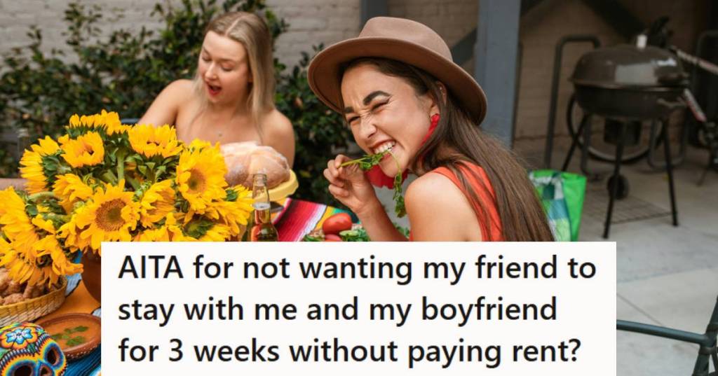 Woman sitting at a table with her close friend in the background