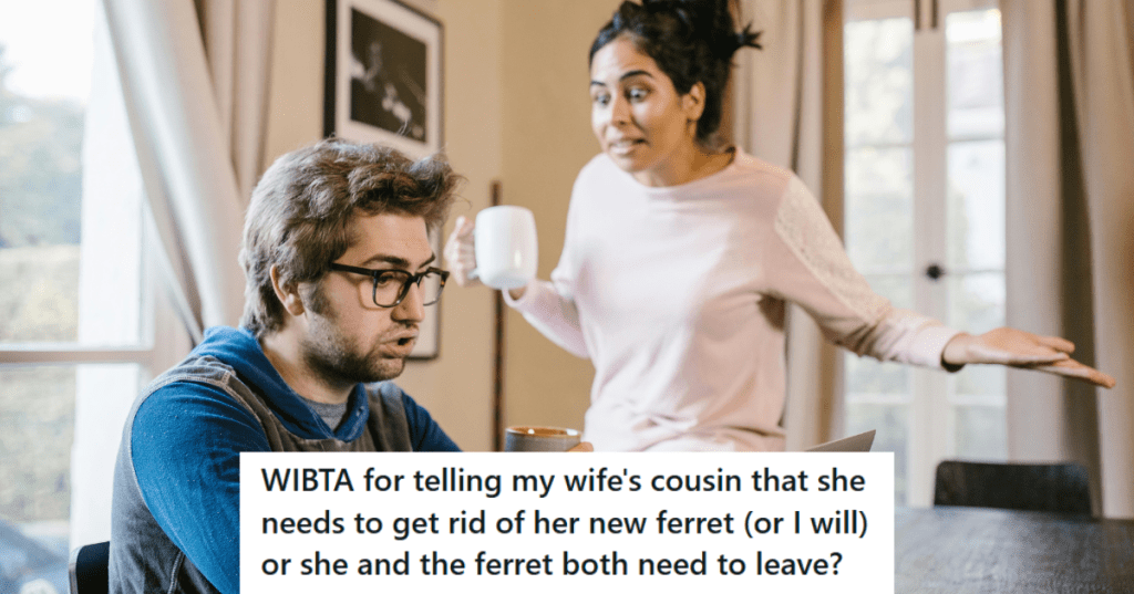 Man in blue shirt arguing with a woman