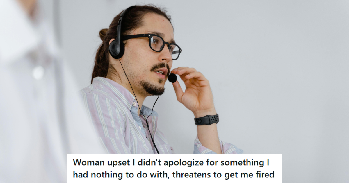 Man wearing a headset and talking on call