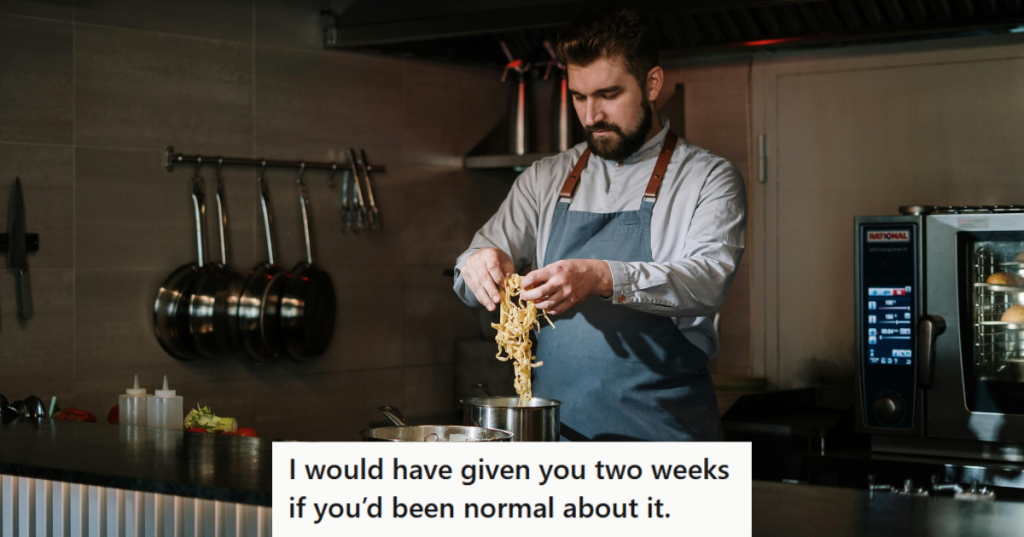 Chef cooking in a kitchen in apron