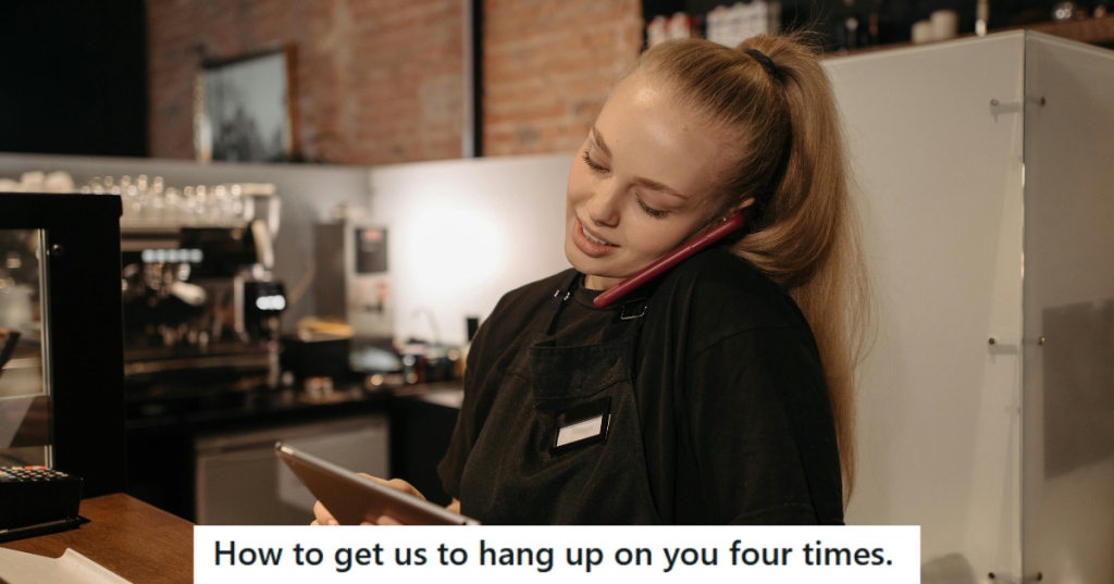 Restaurant worker taking a call