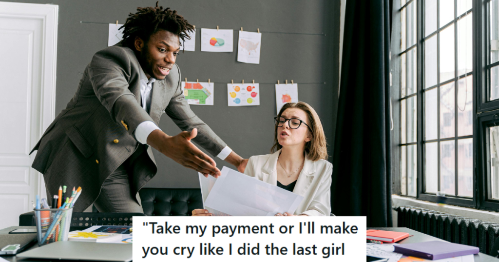 Man and woman arguing in office