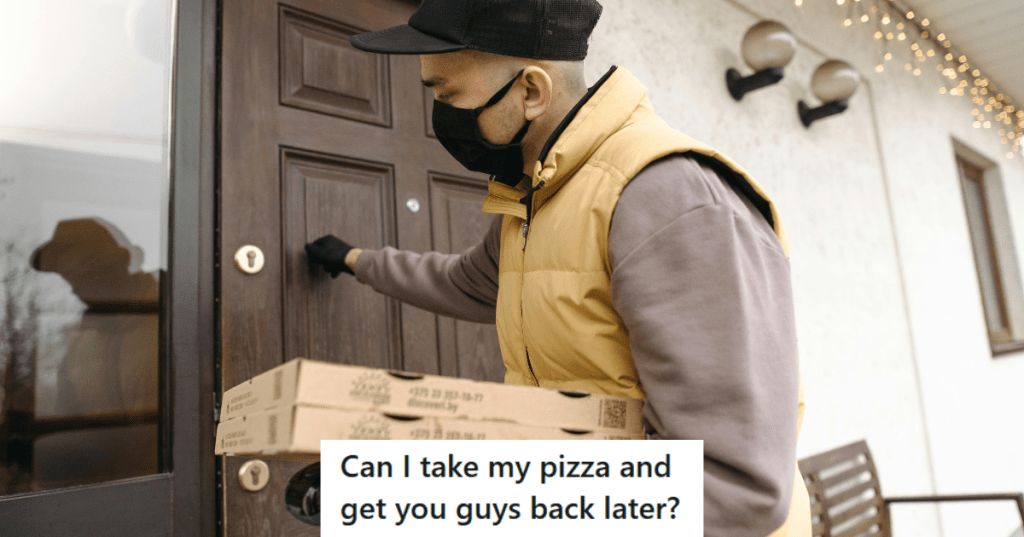 Man delivering pizza