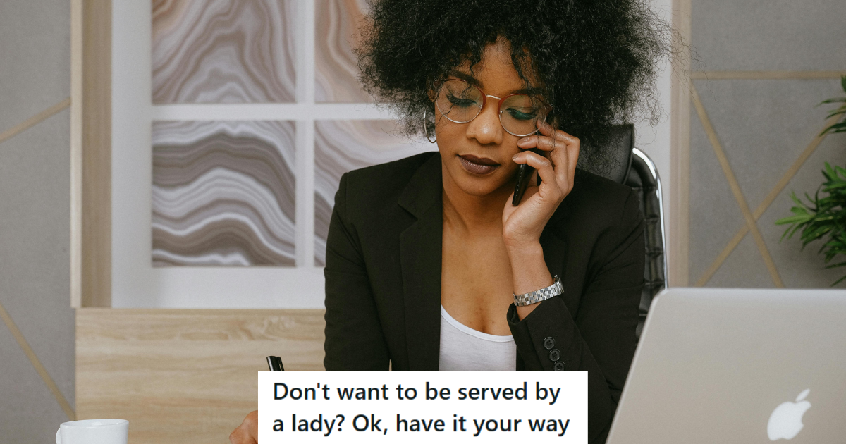 Woman in black coat on a call