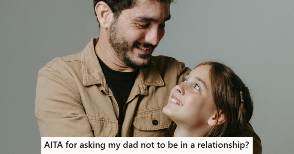 Man and kid looking at each other playfully