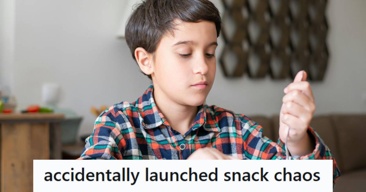 10 year old boy, sitting at the dining room table eating food