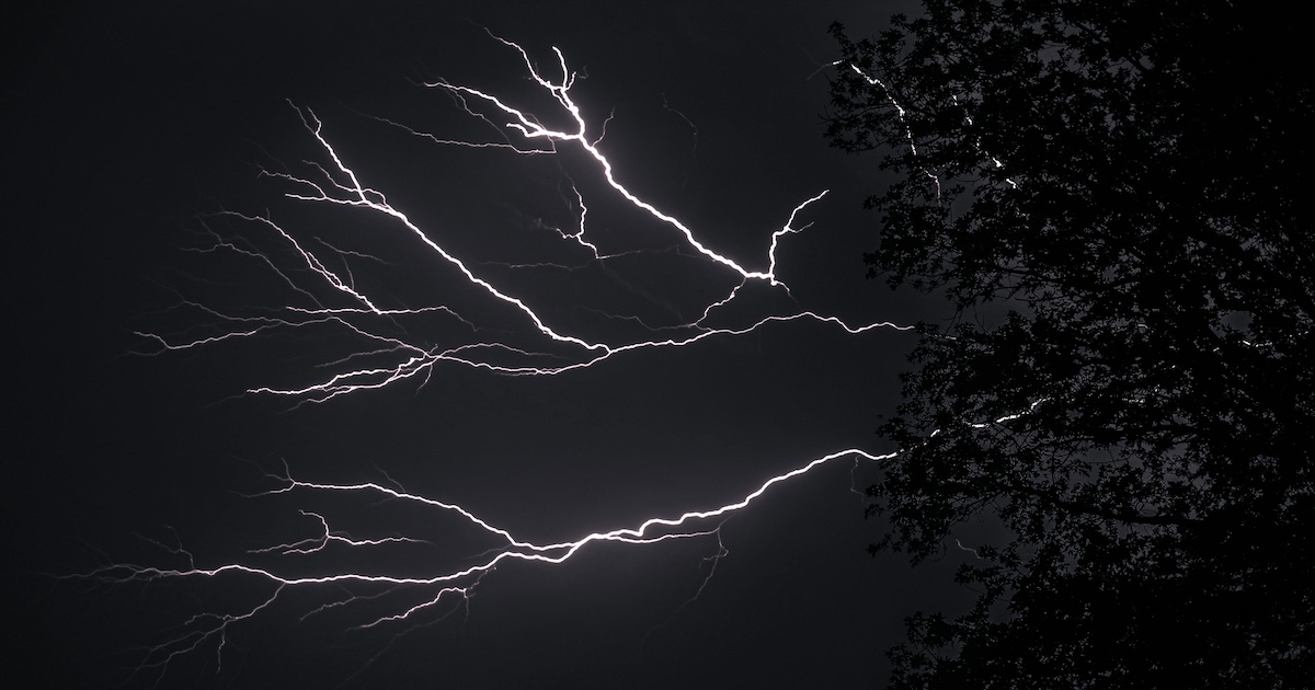 Forks of lightning in the sky