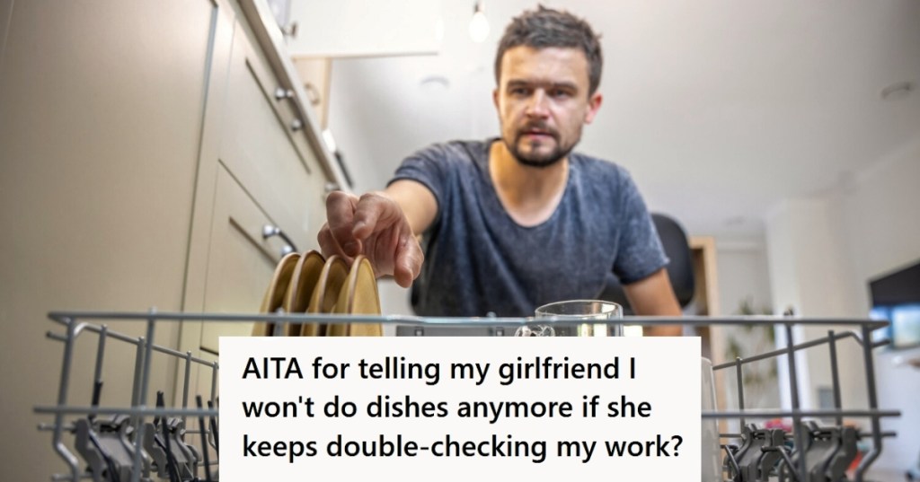Man unloading dish washer