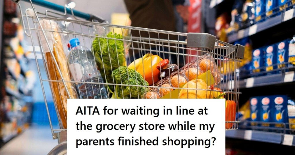 Full shopping cart at grocery store