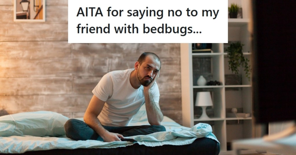 Bored man sitting on his bed