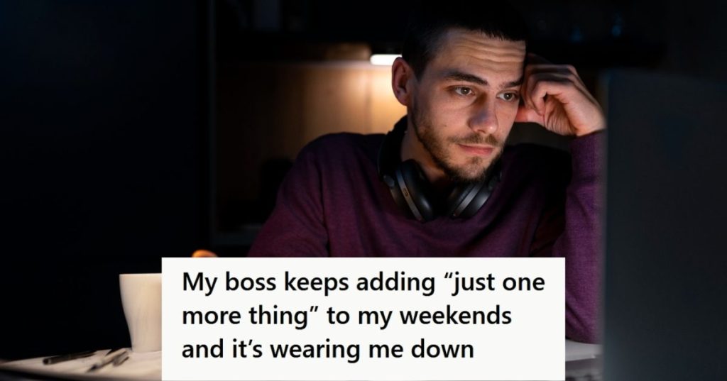 Man working late at home