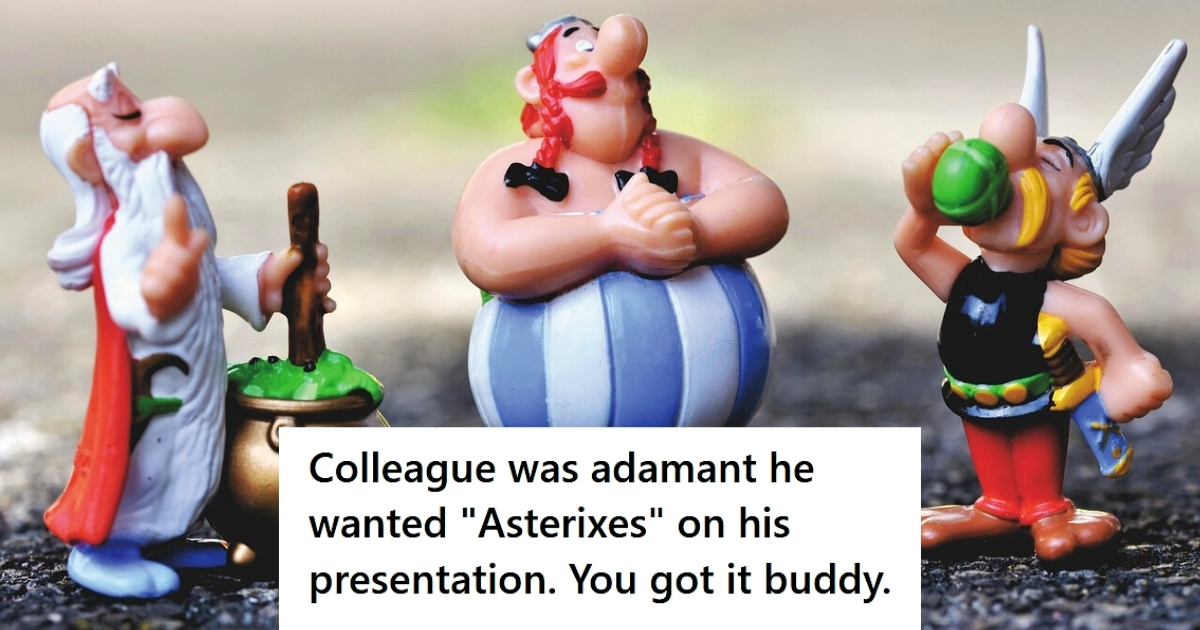 Asterix and Obelix figurines outside