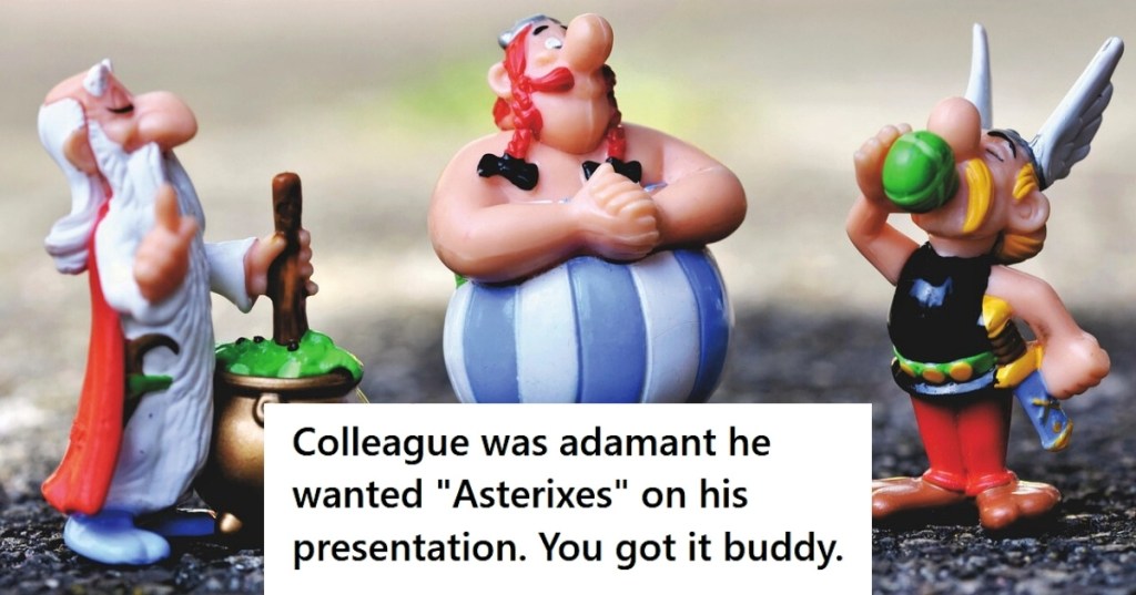 Asterix and Obelix figurines outside