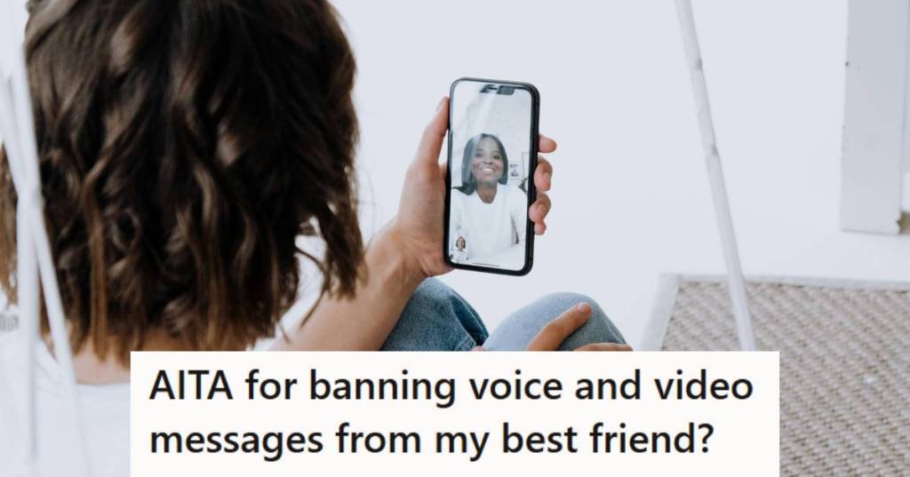 Woman watching a video chat from her best friend