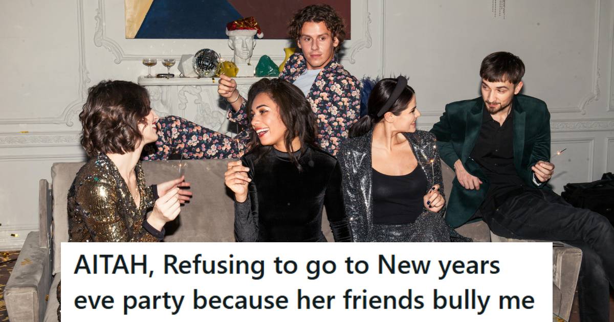 Group of friends drinking and celebrating at a New Year's Eve Party