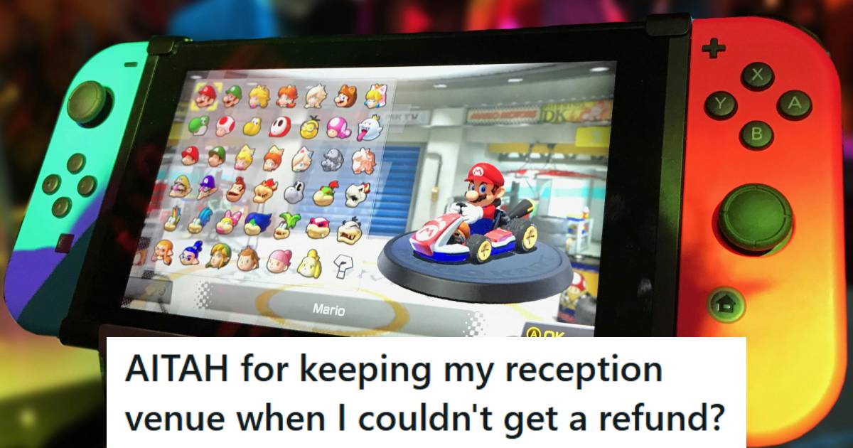 Nintendo Switch with Mario Kart loaded in and ready to be played