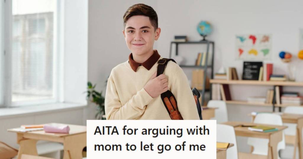 17 year old boy holding his backpack, getting ready to go to school