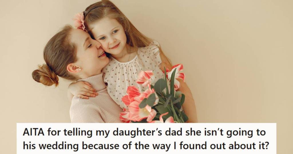 Woman holding her seven year old daughter and a bouquet of flowers