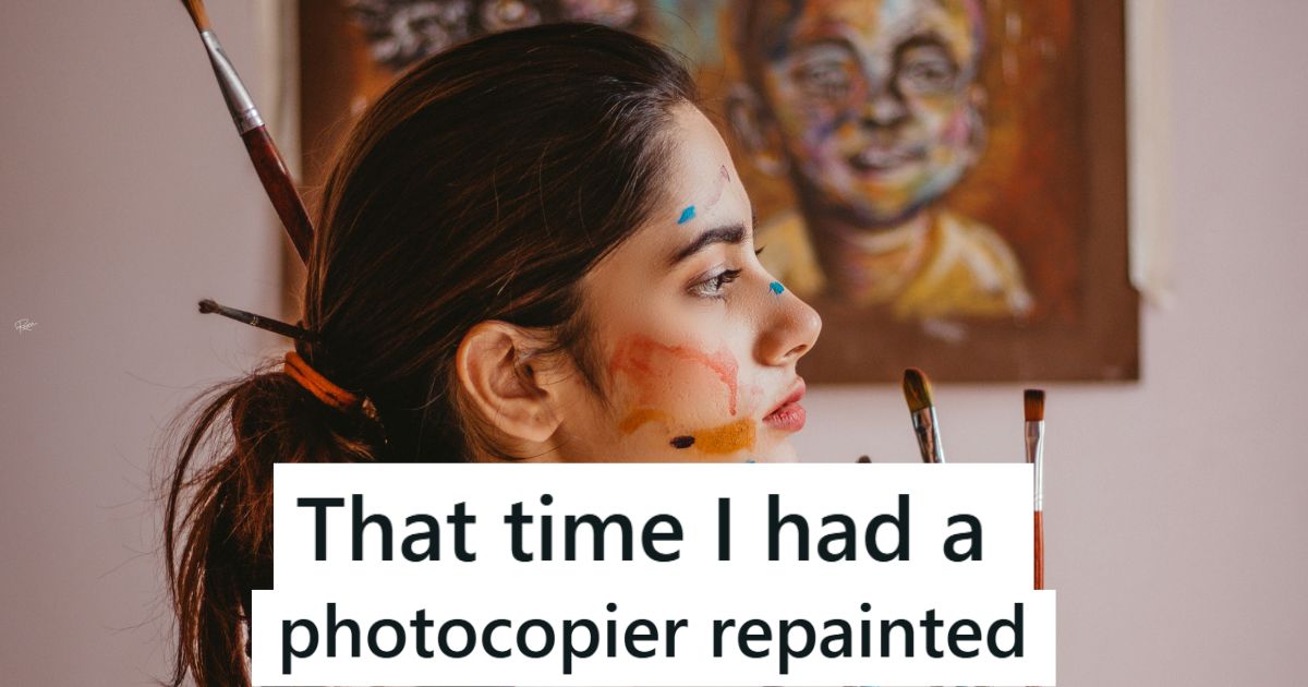 They Bought A New Printer For The Company, But His CEO Called Him And Said It Was Ugly And He Wanted It A Different Color Woman with paint on face