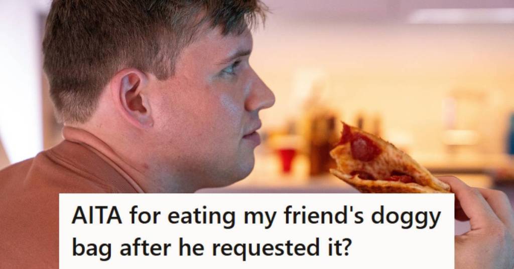 Man eating leftover pizza that belonged to his friend while watching netflix