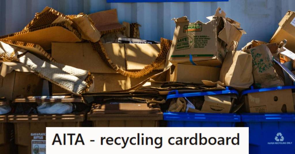 Cardboard boxes piled up at the recycling center