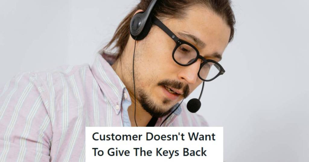 Man working in a call center, trying to explain the policy to a customer