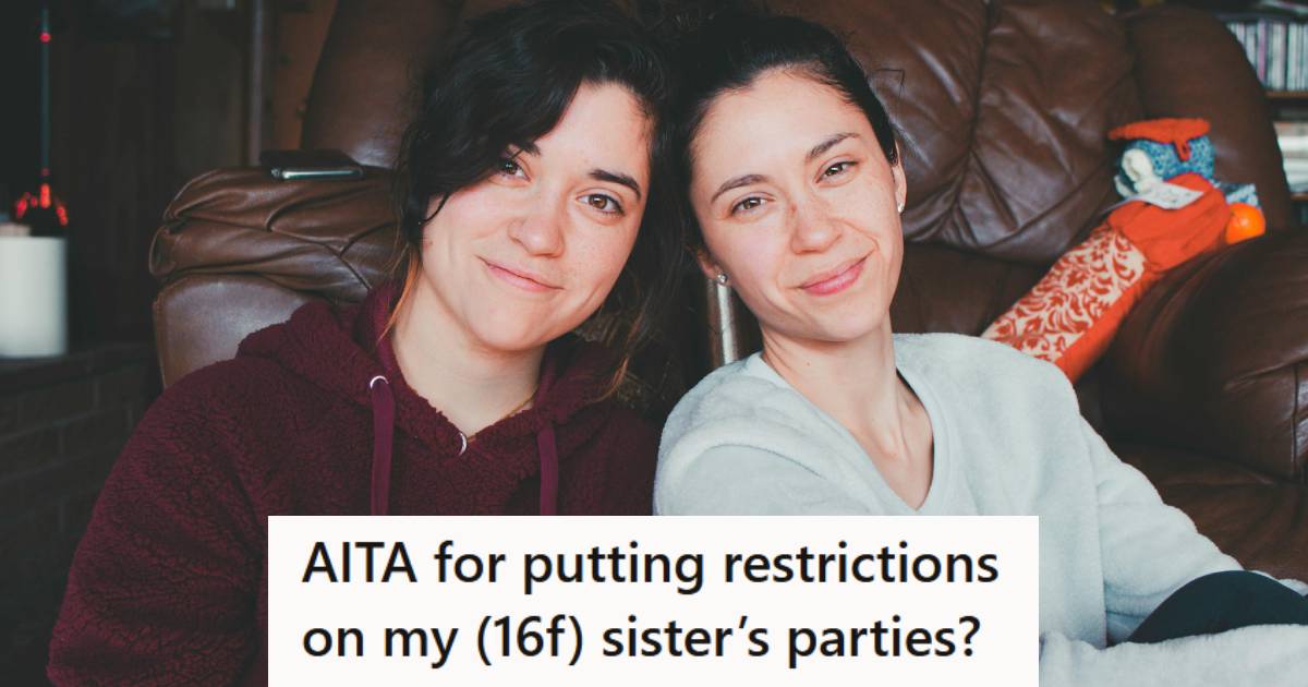 Teenage sisters sitting next to each other and posing for the camera