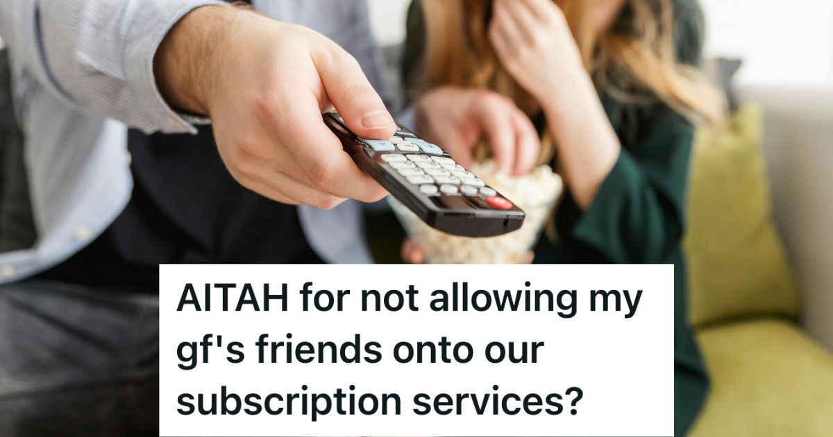 His Girlfriend Gave This Mans Streaming Passwords To Her Friends Before Asking Him, And She Got Hostile When He Confronted Her Man holding a remote control sitting next to a woman