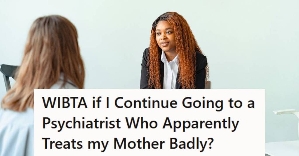 Woman sitting in therapy, speaking with her psychiatrist