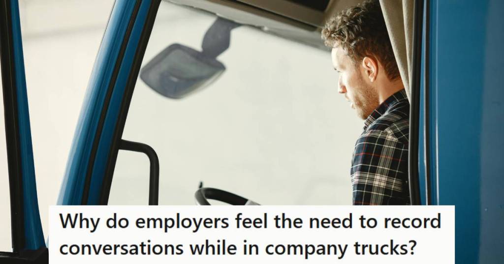 Truck driver sitting in his cab, thinking about why they have recorders installed