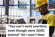 Calibration Technician Offers To Work Overtime, But When His Boss Denies His Request, A Customer Shuts Down Production