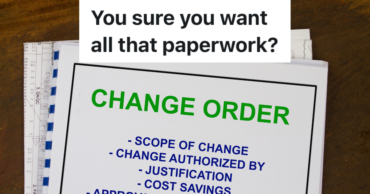 Client Wants Change Orders Submitted The Same Day, So The Construction Company Submits 800 Change Orders stack of change order paperwork