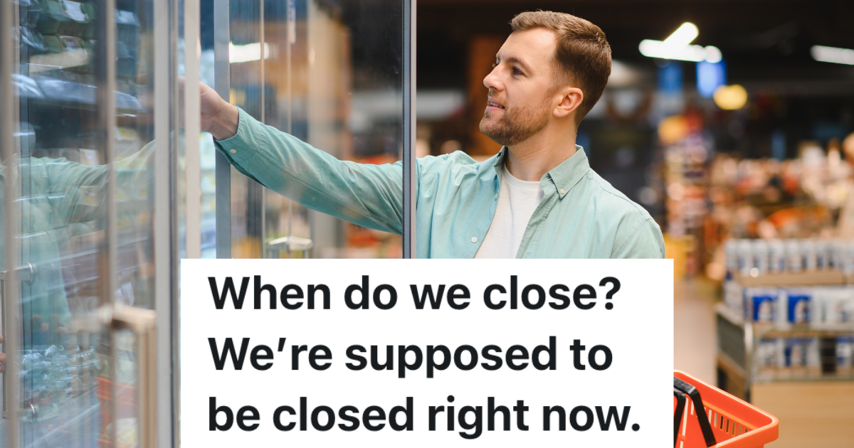 Man selecting groceries from a refrigerated aisle