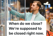 Customer Enters Retail Store Seconds Before Closing Time, So The Employee Tries To Hurry The Customer Along