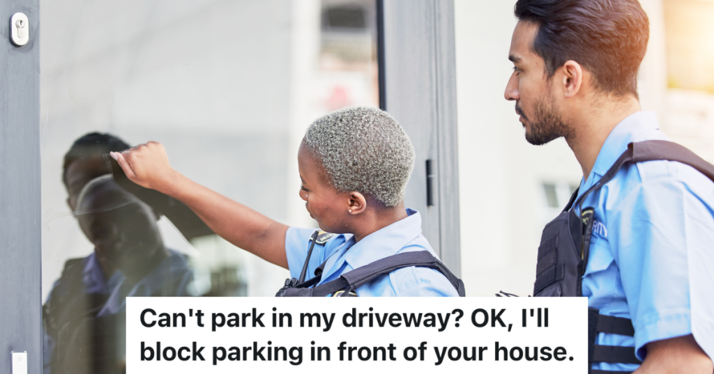 two police officers knocking on door of a house