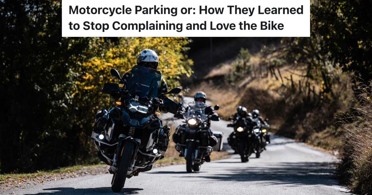 Bikers Park Their Motorcycles Two To A Parking Spot, But Then Theres A New Rule Saying Only One Vehicle Can Be Parked In A Spot Group of motorcyclists riding on a country road