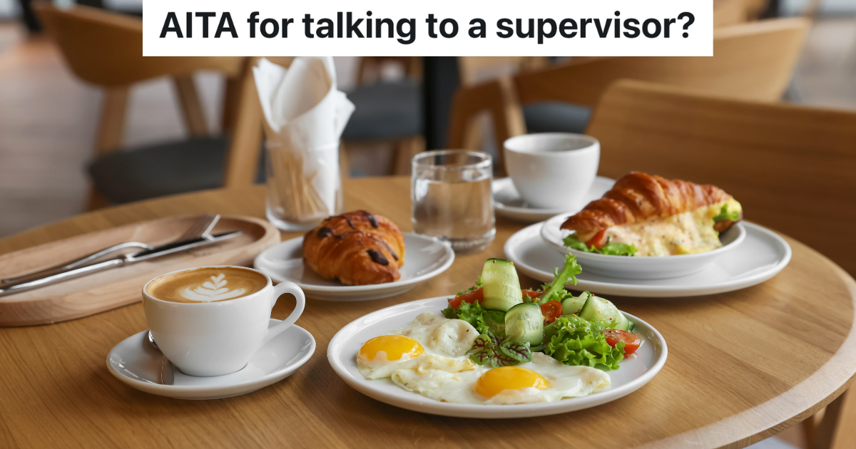 Rude Cafeteria Worker Reacts Negatively To Customers Order, So He Tells A Supervisor That He Felt Judged plates filled with breakfast foods on a wooden table