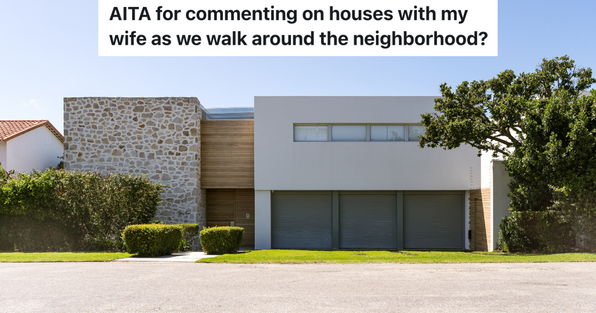 Couple Criticizes An Ugly House While Theyre Going For A Walk, But The Homeowner Hears Them And Threatens Them modern, boxy, gray house