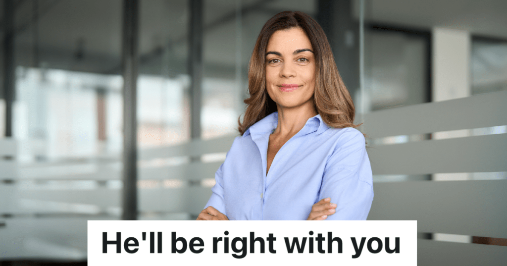 business woman smiling in an office