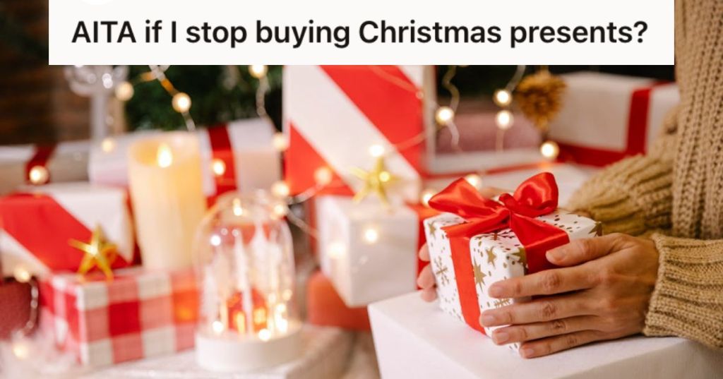 Person holding a couple of Christmas gifts